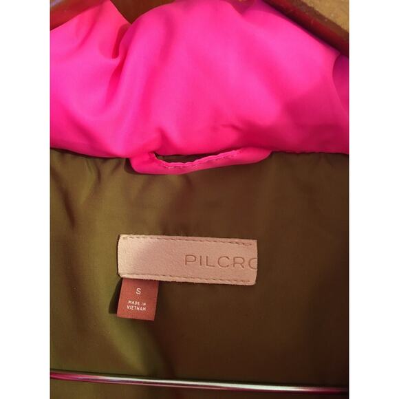 Anthropologie Pilcro Hot Pink Neon Quilted Down Puffer Vest Sz S Utility Scandi - Picture 7 of 8